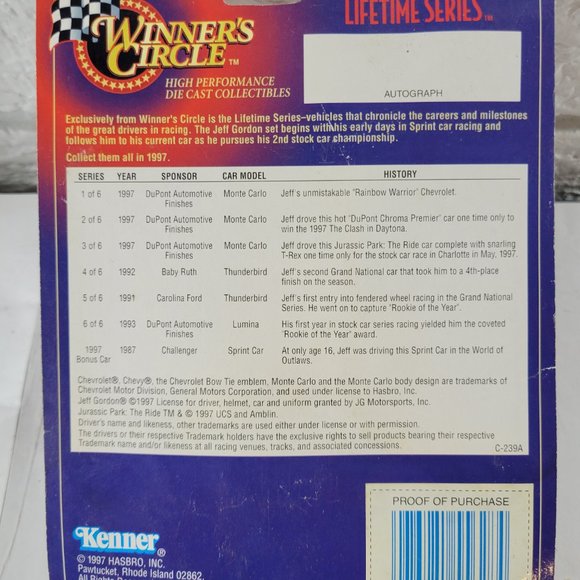 Car; 1997 Winners Circle Jeff Gordon #1 Baby Ruth -- ITEM #403 - Picture 2 of 2